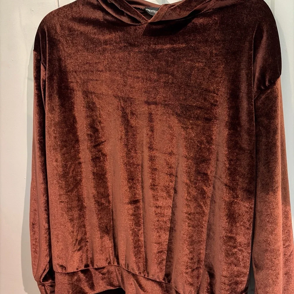 Brown Velvet Hoodie - Picture 4 of 6